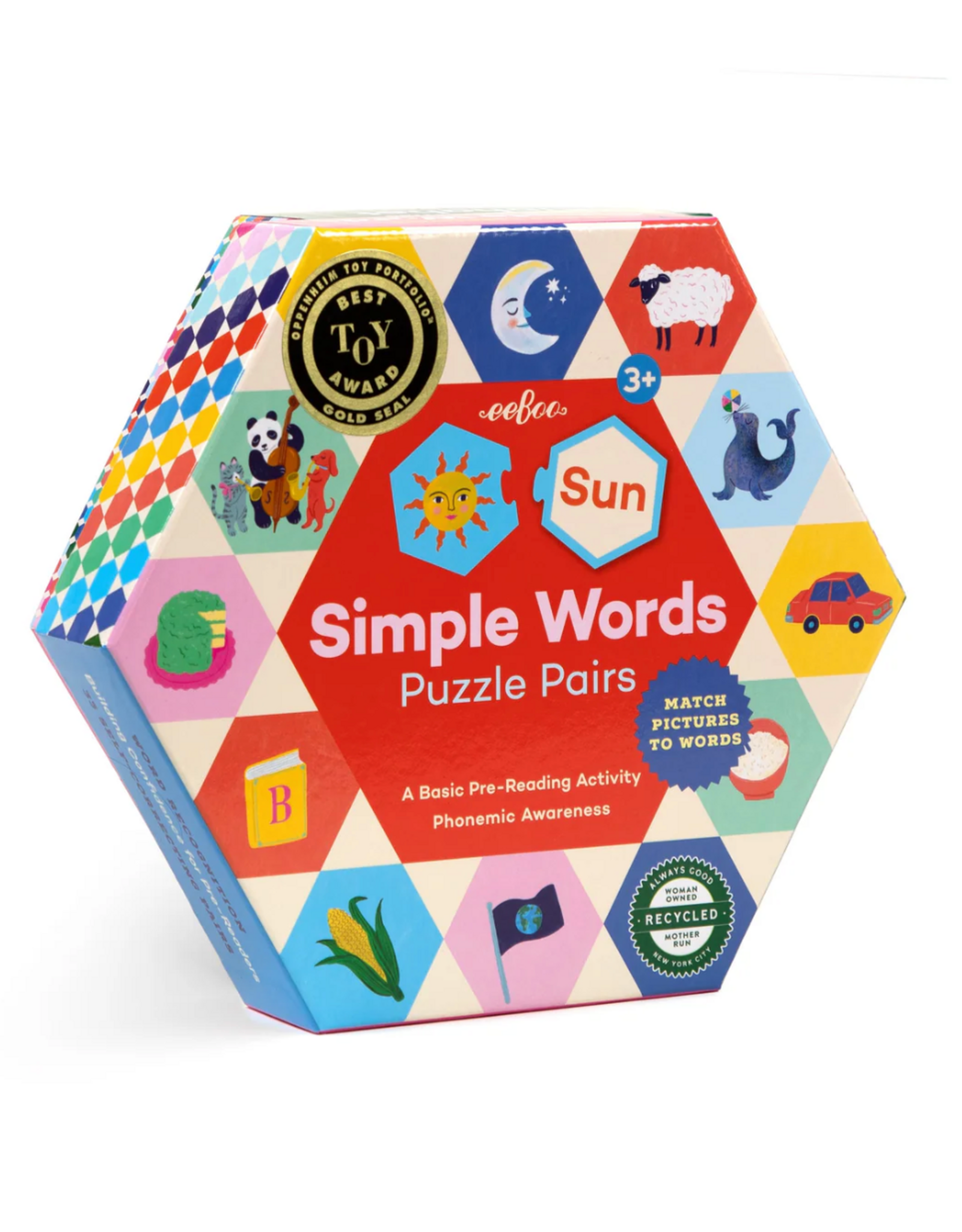 EEboo Simple Words Hexagon Puzzle Pairs