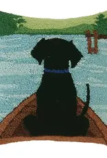 Black Lab in Canoe Pillow