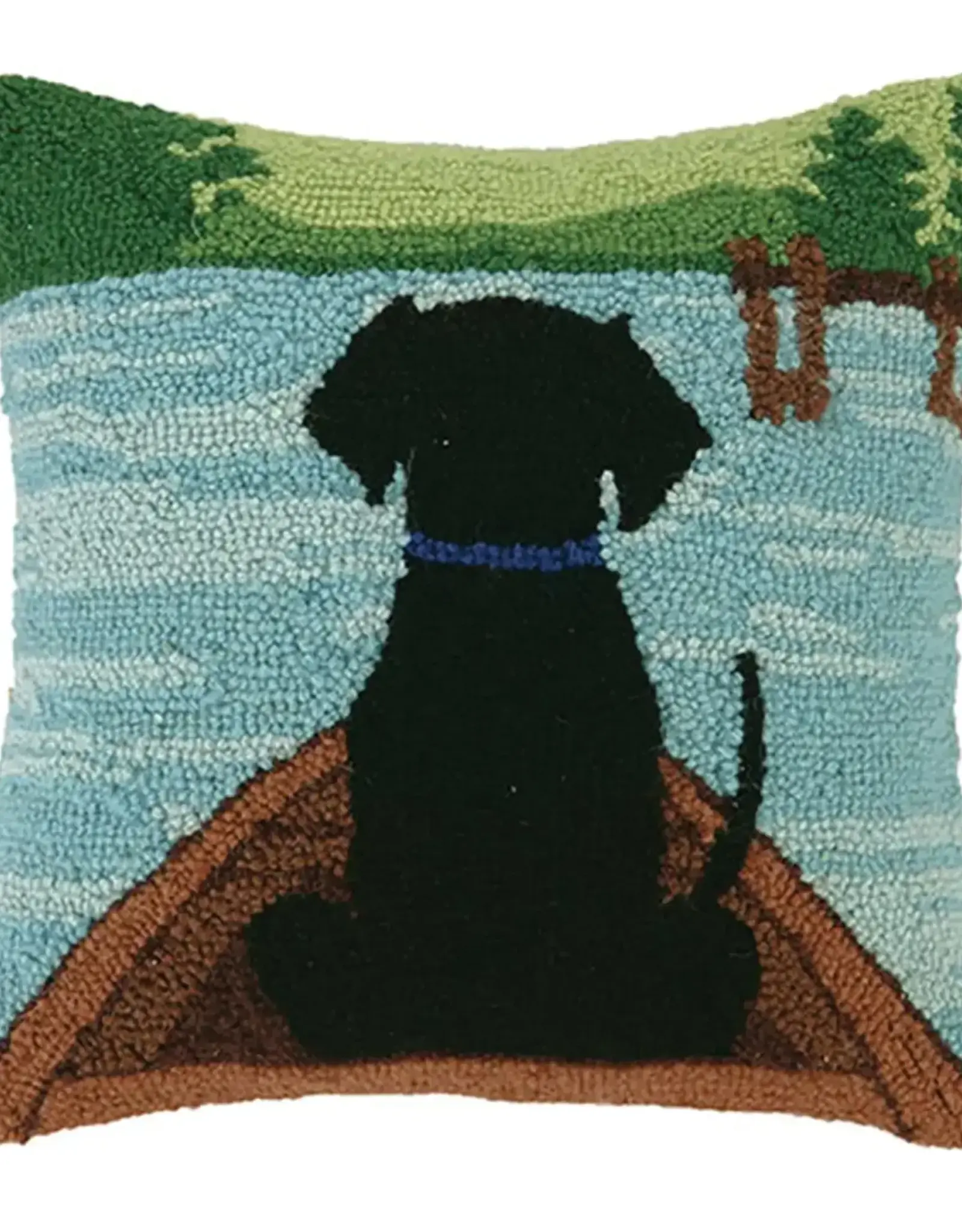 Black Lab in Canoe Pillow