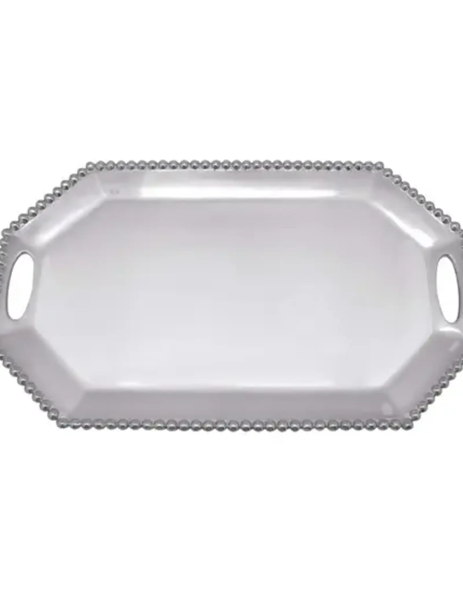 Mariposa Pearled Large Rectangular Octagonal Tray