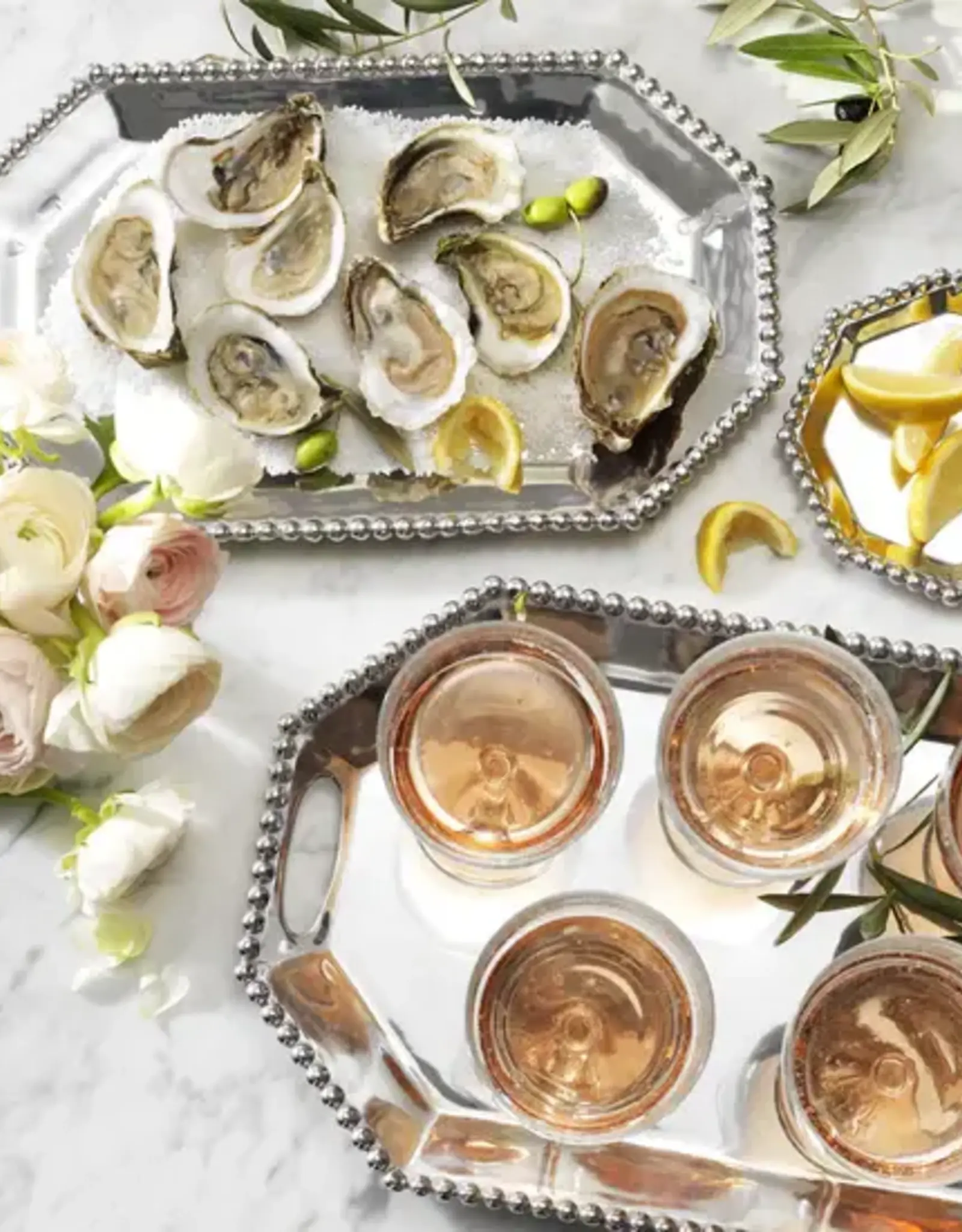 Mariposa Pearled Large Rectangular Octagonal Tray