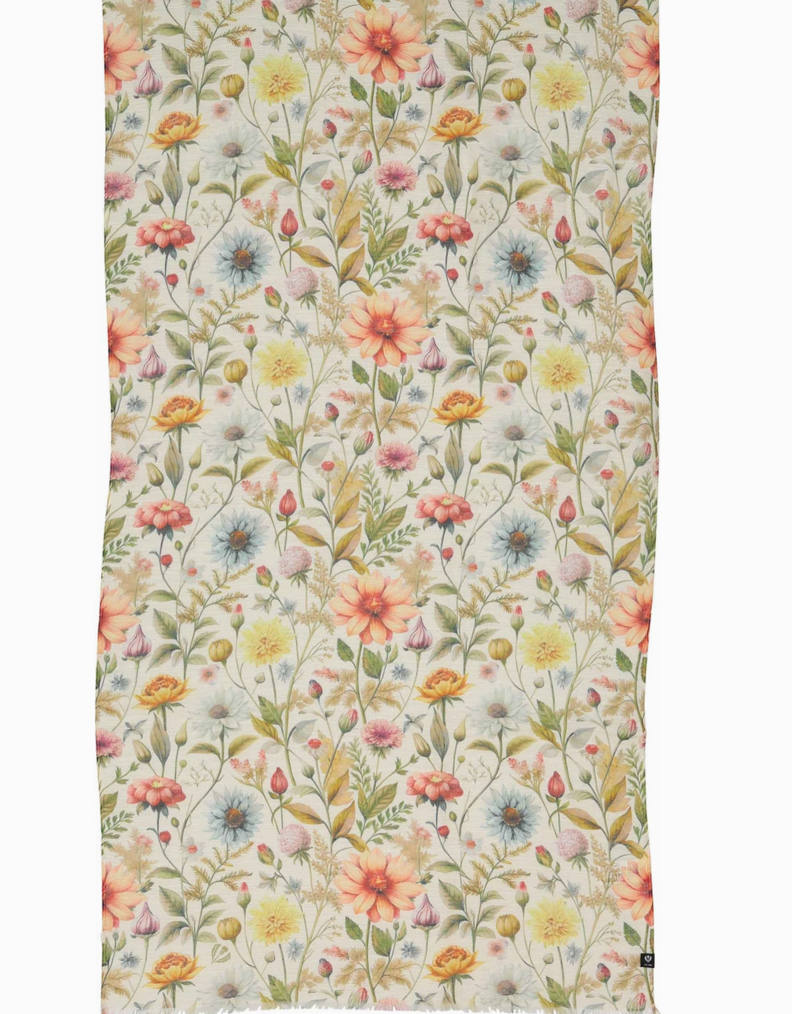 Fraas Vintage Floral Hemp Cotton Scarf | Butter Cream