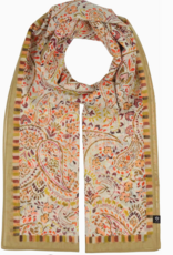 Fraas Ornamental Paisley Cotton Silk Wrap | Olive