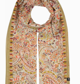 Fraas Ornamental Paisley Cotton Silk Wrap | Olive