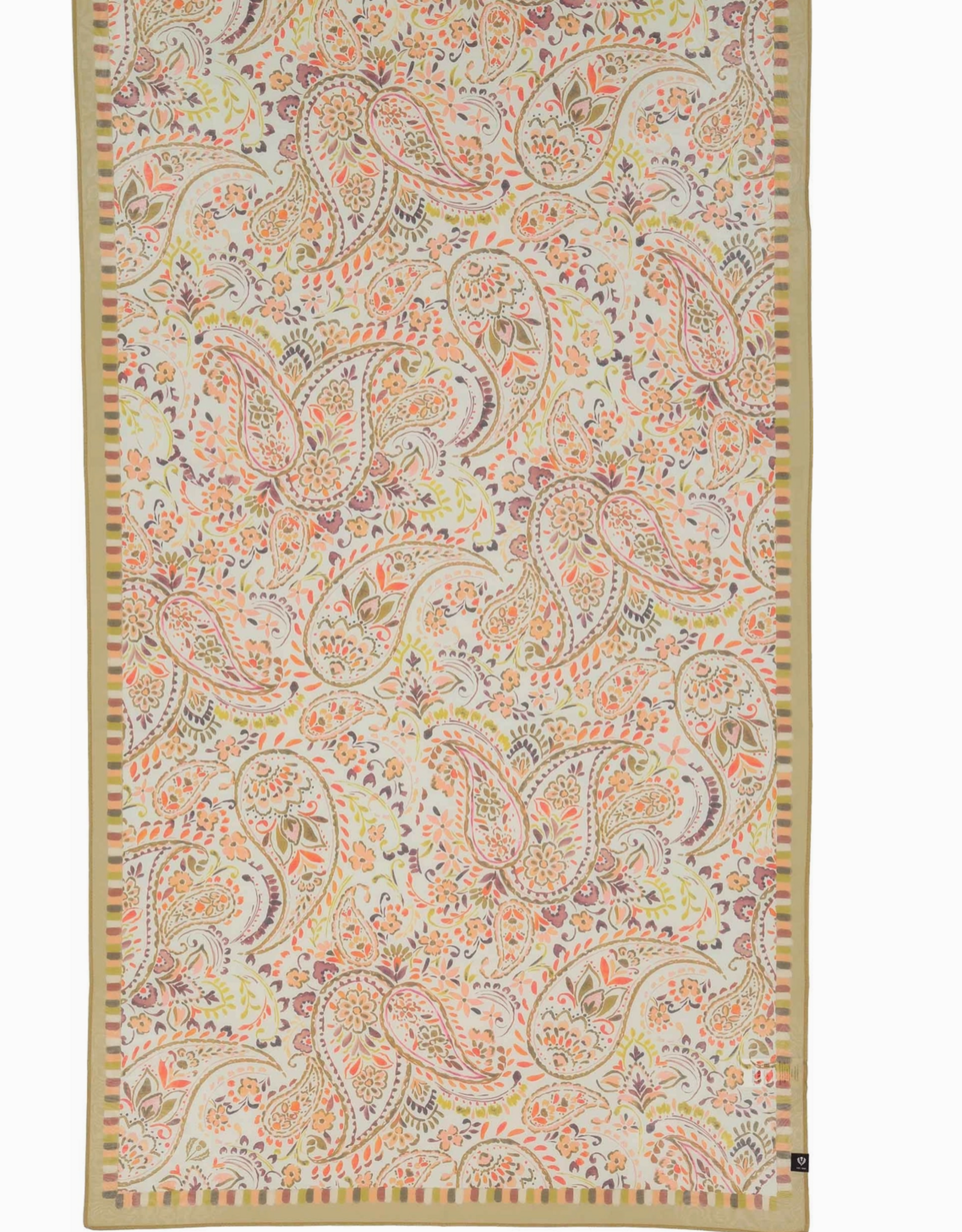 Fraas Ornamental Paisley Cotton Silk Wrap | Olive