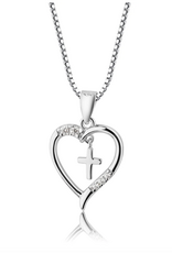 Cherished Moments Sterling Cross Heart Necklace