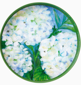 Rockflowerpaper White Hydrangeas Round Laquer Serving Tray |