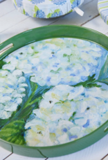 Rockflowerpaper White Hydrangeas Round Laquer Serving Tray |