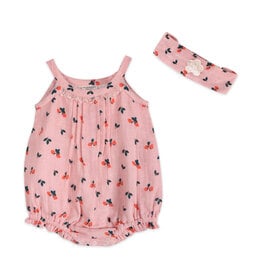 Viverano Organics Strawberry Baby Romper + Headband (Organic Muslin)