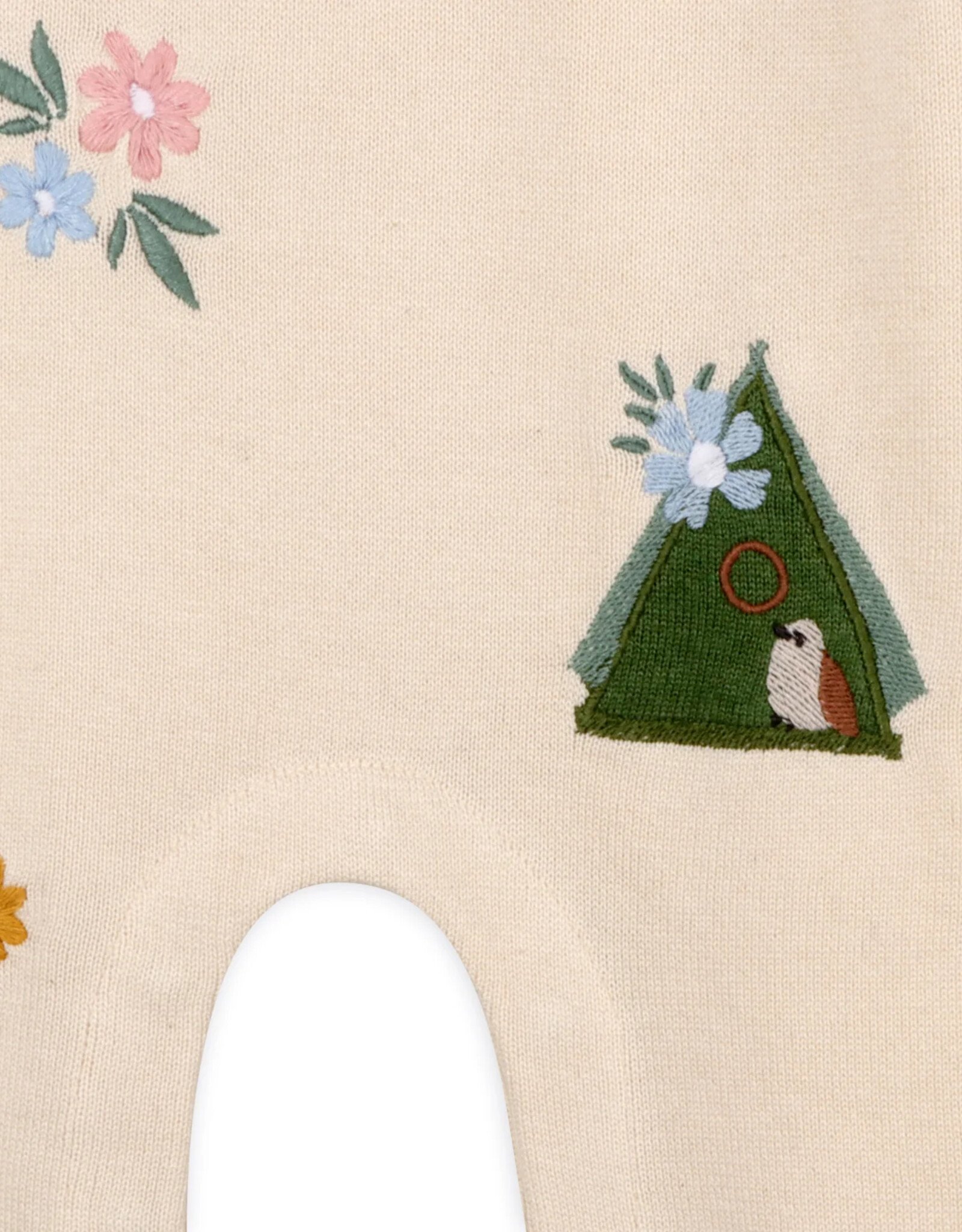 Viverano Organics Bird & Floral Embroidered Baby Knit Jumpsuit (Organic Cotton)