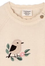 Viverano Organics Bird & Floral Embroidered Baby Knit Jumpsuit (Organic Cotton)