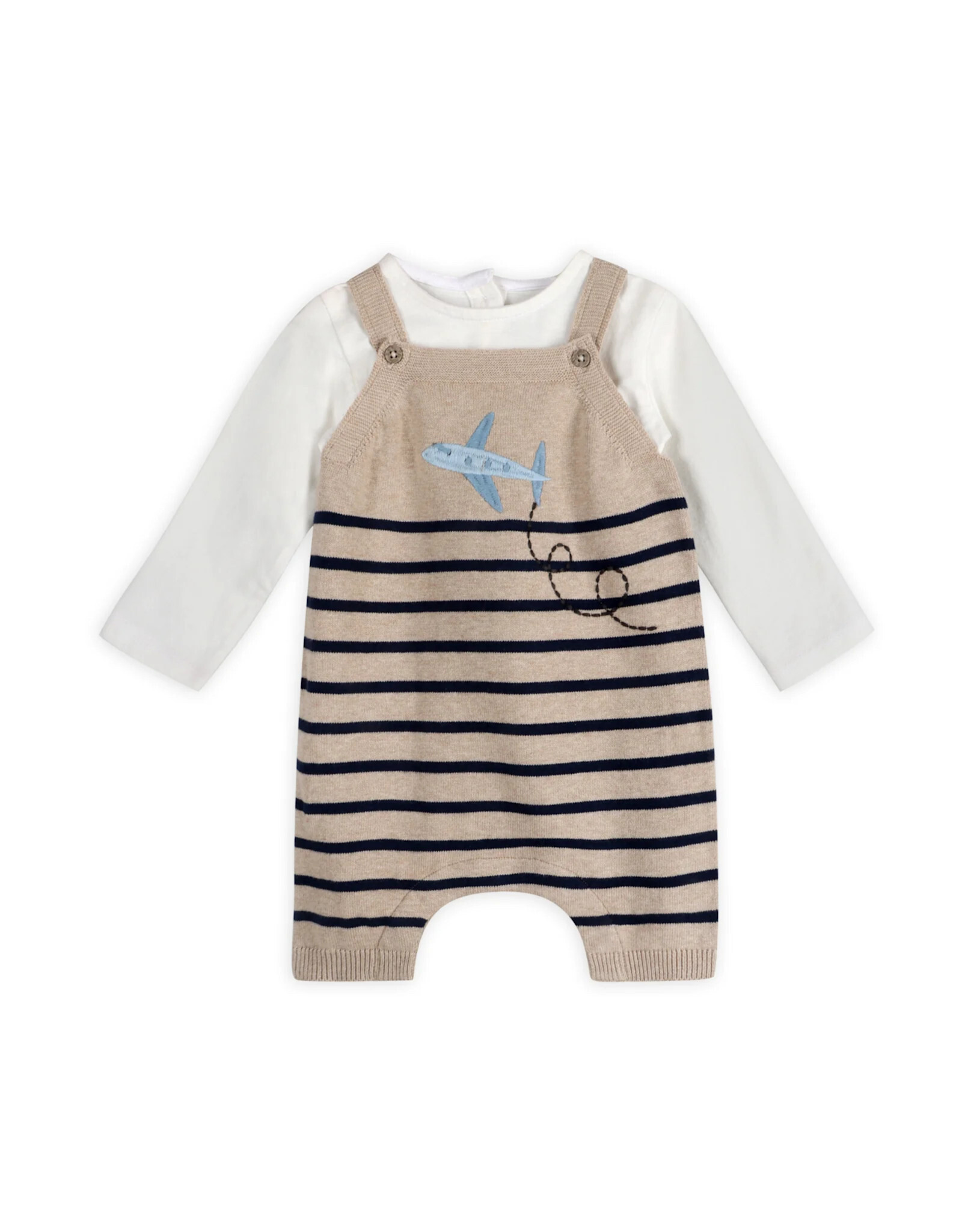 Viverano Organics Airplane Appliqué Knit Short Baby Romper (Organic Cotton)