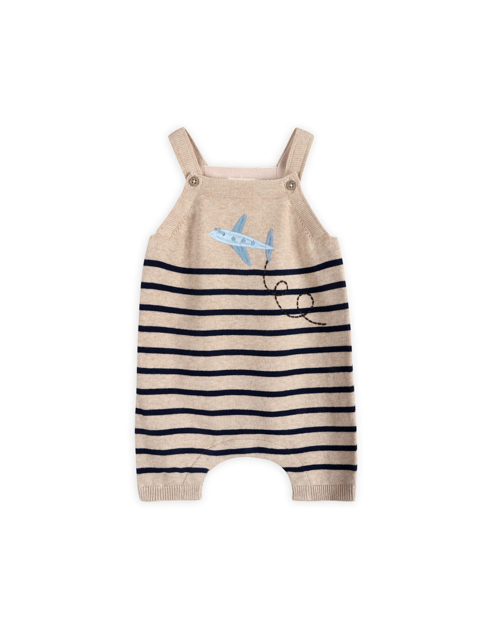Viverano Organics Airplane Appliqué Knit Short Baby Romper (Organic Cotton)