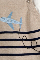 Viverano Organics Airplane Appliqué Knit Short Baby Romper (Organic Cotton)