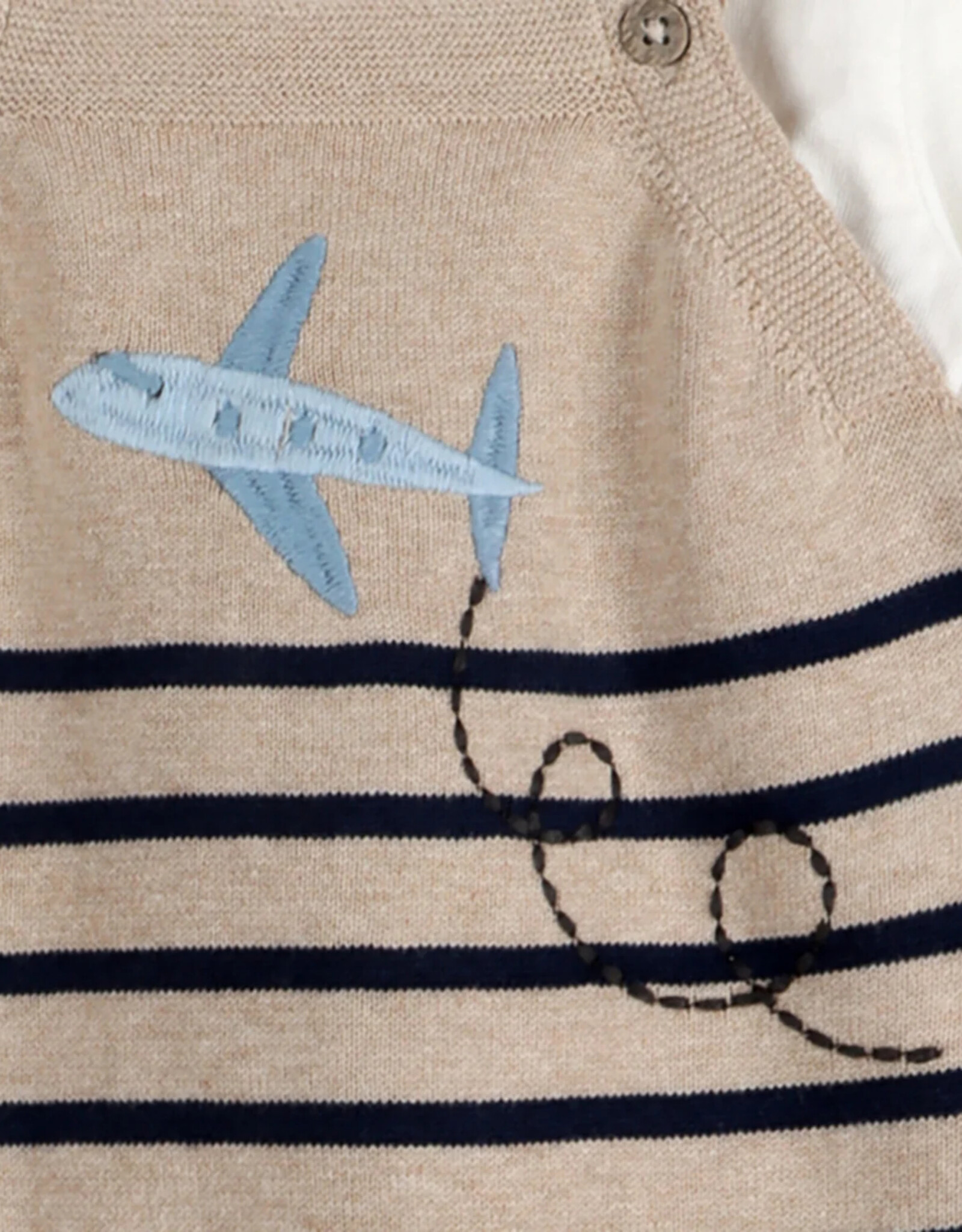 Viverano Organics Airplane Appliqué Knit Short Baby Romper (Organic Cotton)