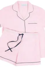 Needham Lane Short Sleeve Shorty Pajamas- Pink Seersucker/Navy