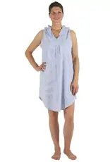 Needham Lane Sleeveless Ruffled Nightgown- Blue Seersucker