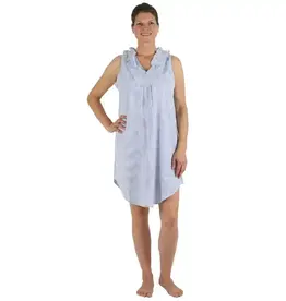 Needham Lane Sleeveless Ruffled Nightgown- Blue Seersucker
