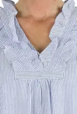 Needham Lane Sleeveless Ruffled Nightgown- Blue Seersucker