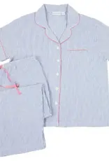 Needham Lane Short Sleeve Capri- Blue/Pink Seersucker