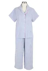 Needham Lane Short Sleeve Capri- Blue/Pink Seersucker