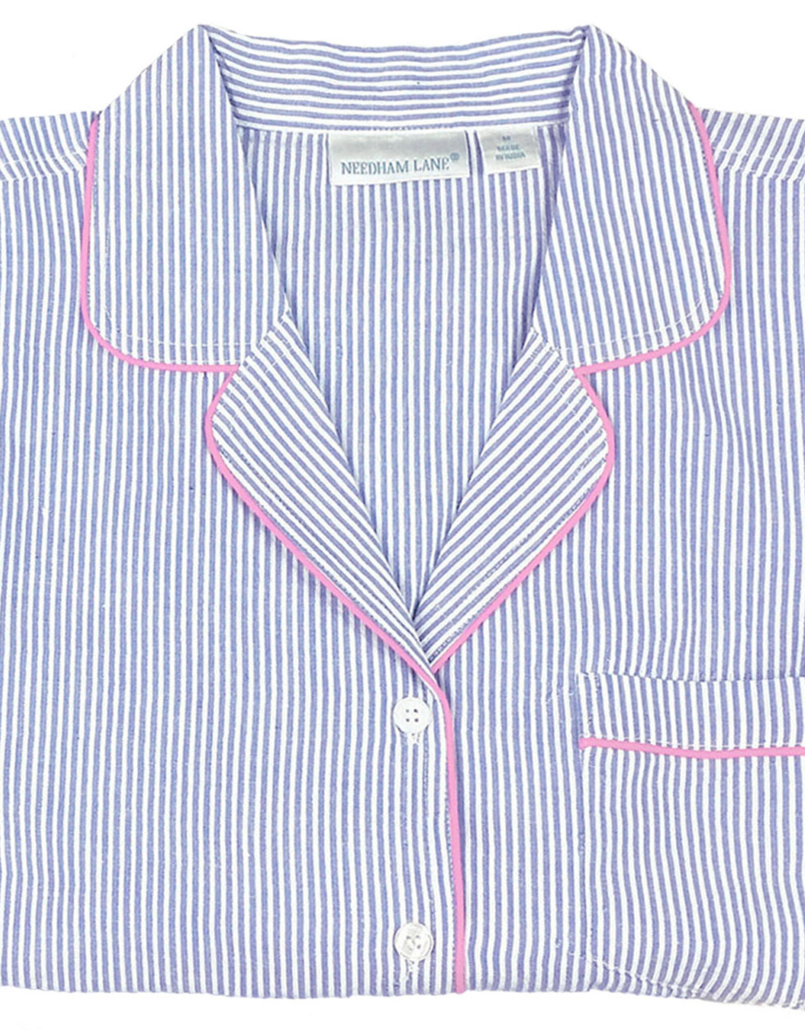 Needham Lane Short Sleeve Capri- Blue/Pink Seersucker