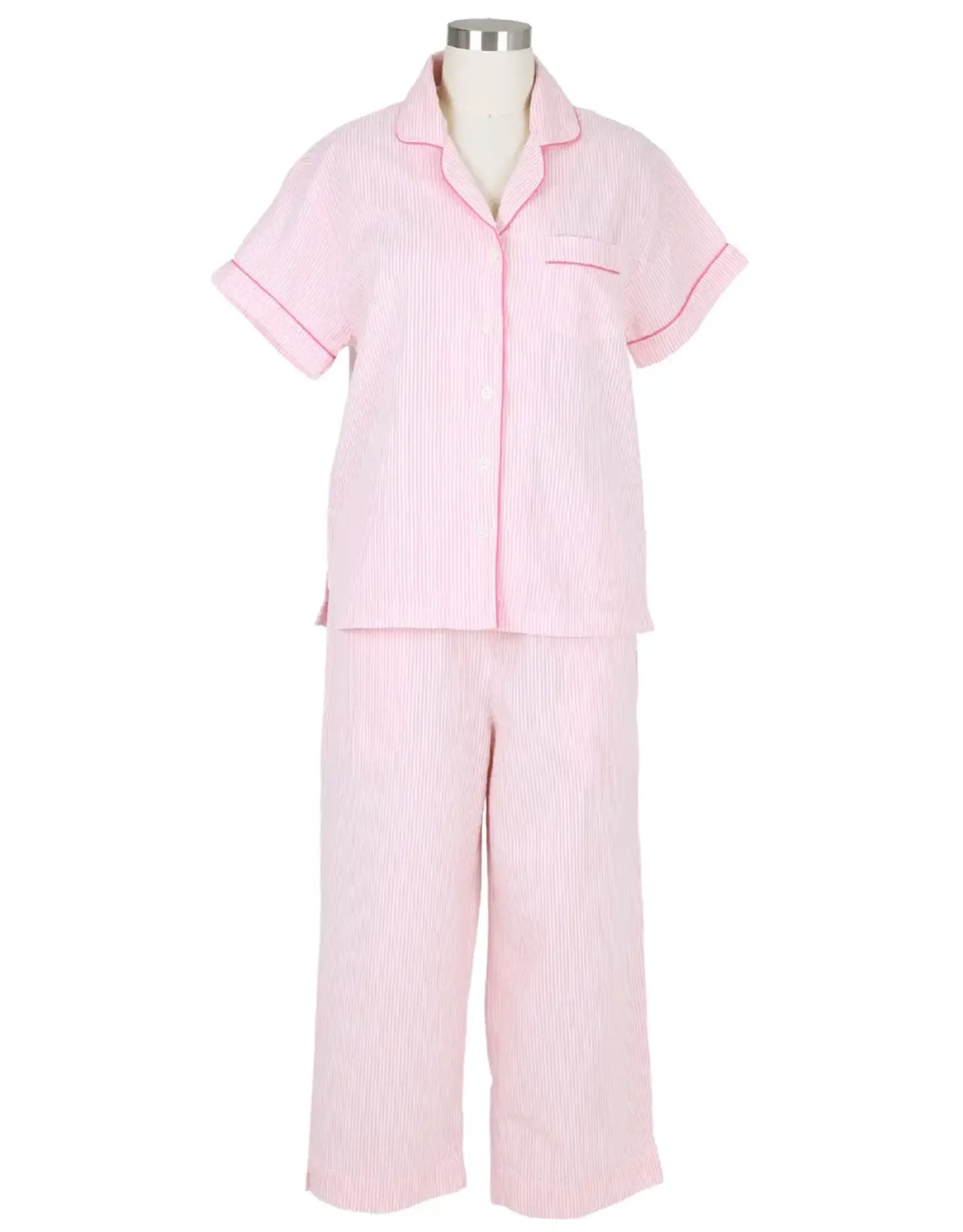 Needham Lane Short Sleeve Capri- Pink/Pink Seersucker