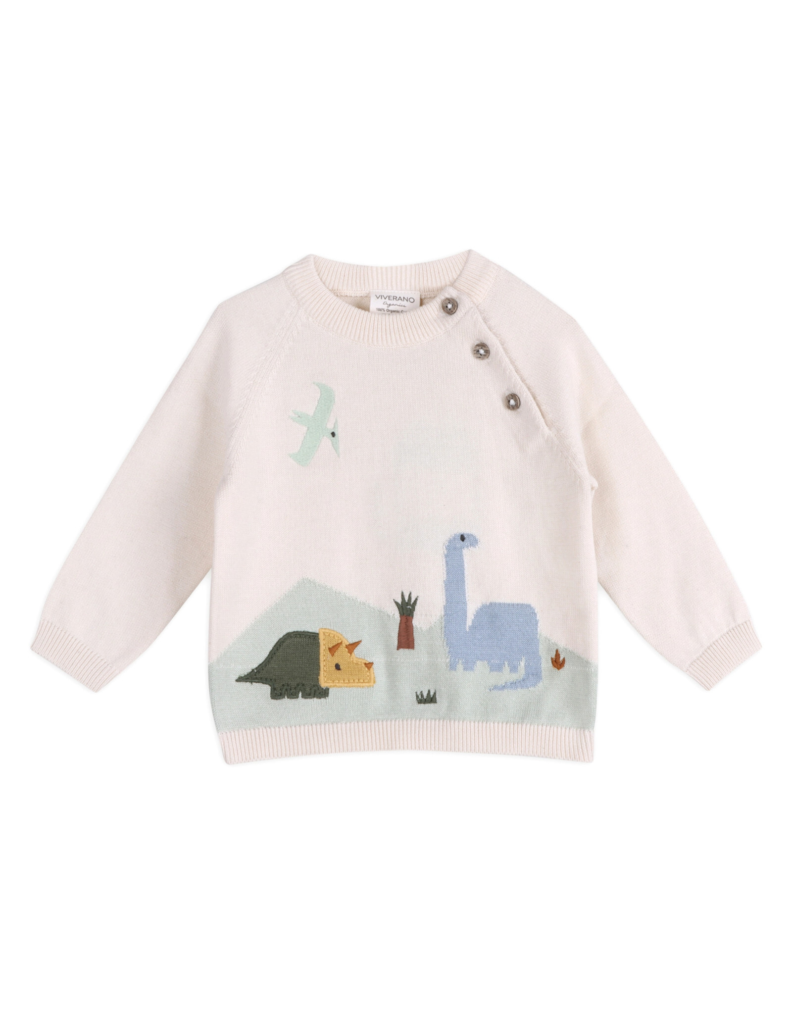 Viverano Organics Dino Jacquard Baby Knit Pullover (Organic Cotton)