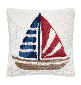 Pillow Stripe Sailboat