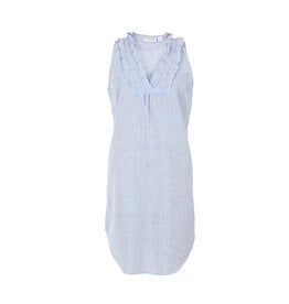 Needham Lane Blue Seersucker Sleeveless Ruffled Nightgown
