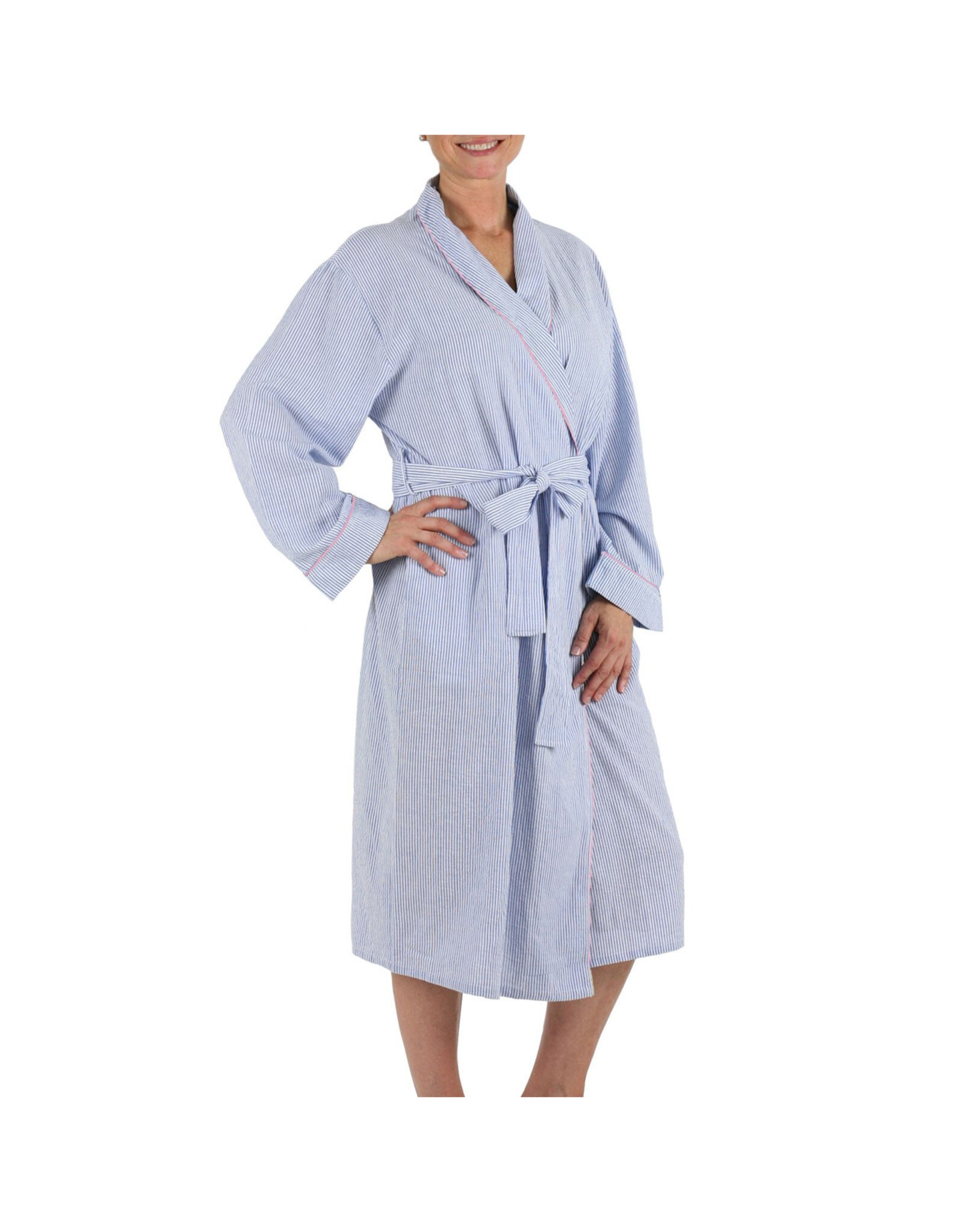 Needham Lane Blue Seersucker Pink Robe