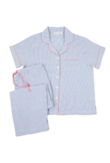 Needham Lane Blue Seersucker Pink Short Sleeve Capri Pajamas