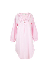 Needham Lane Pink Seersucker Long Sleeve Ruffled Nightshirt