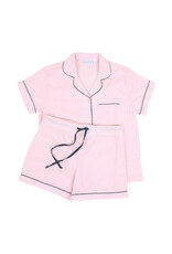 Needham Lane Pink Seersucker Navy Short Sleeve Shorty Pajamas