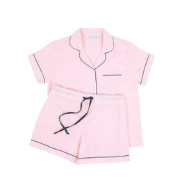 Needham Lane Pink Seersucker Navy Short Sleeve Shorty Pajamas