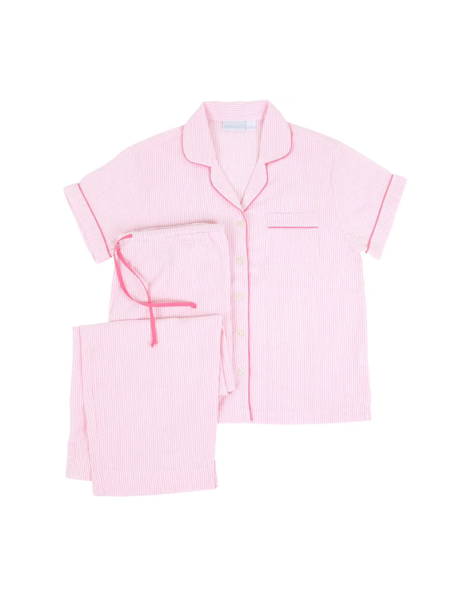 Needham Lane Pink Seersucker Short Sleeve Capri Pajamas