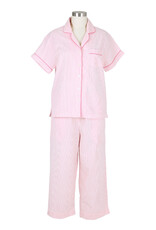 Needham Lane Pink Seersucker Short Sleeve Capri Pajamas