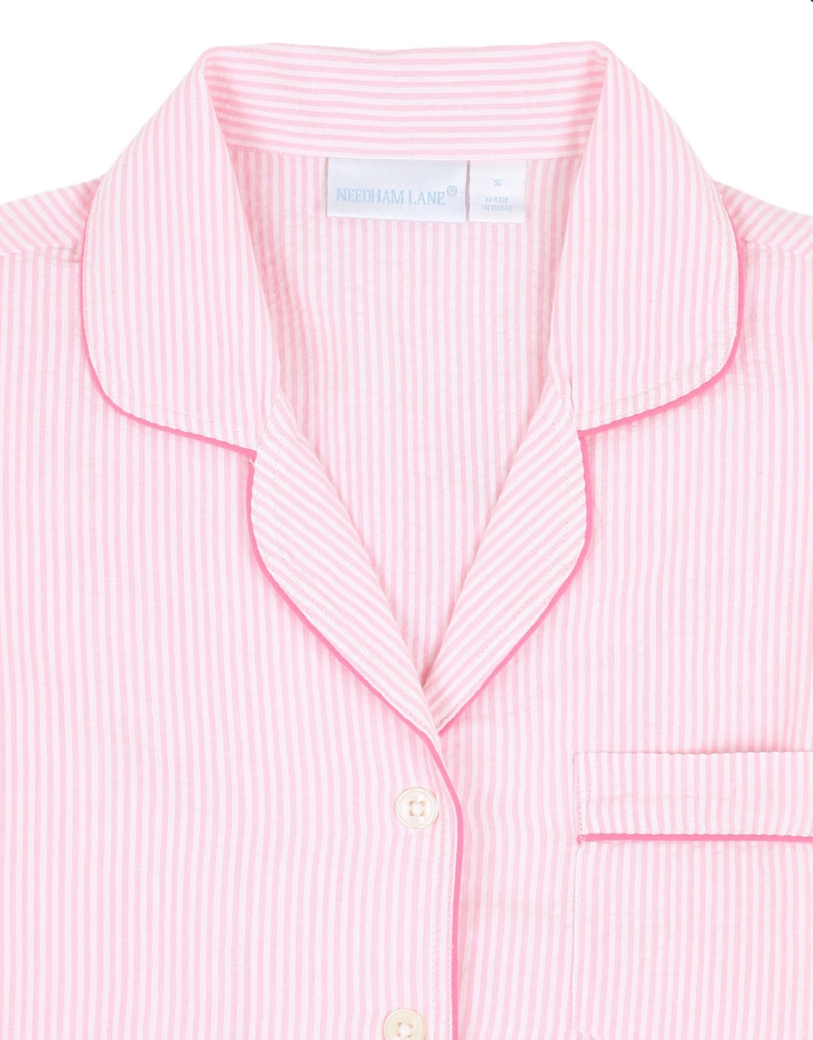 Needham Lane Pink Seersucker Short Sleeve Capri Pajamas