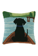Black Lab in Canoe Hook Pillow