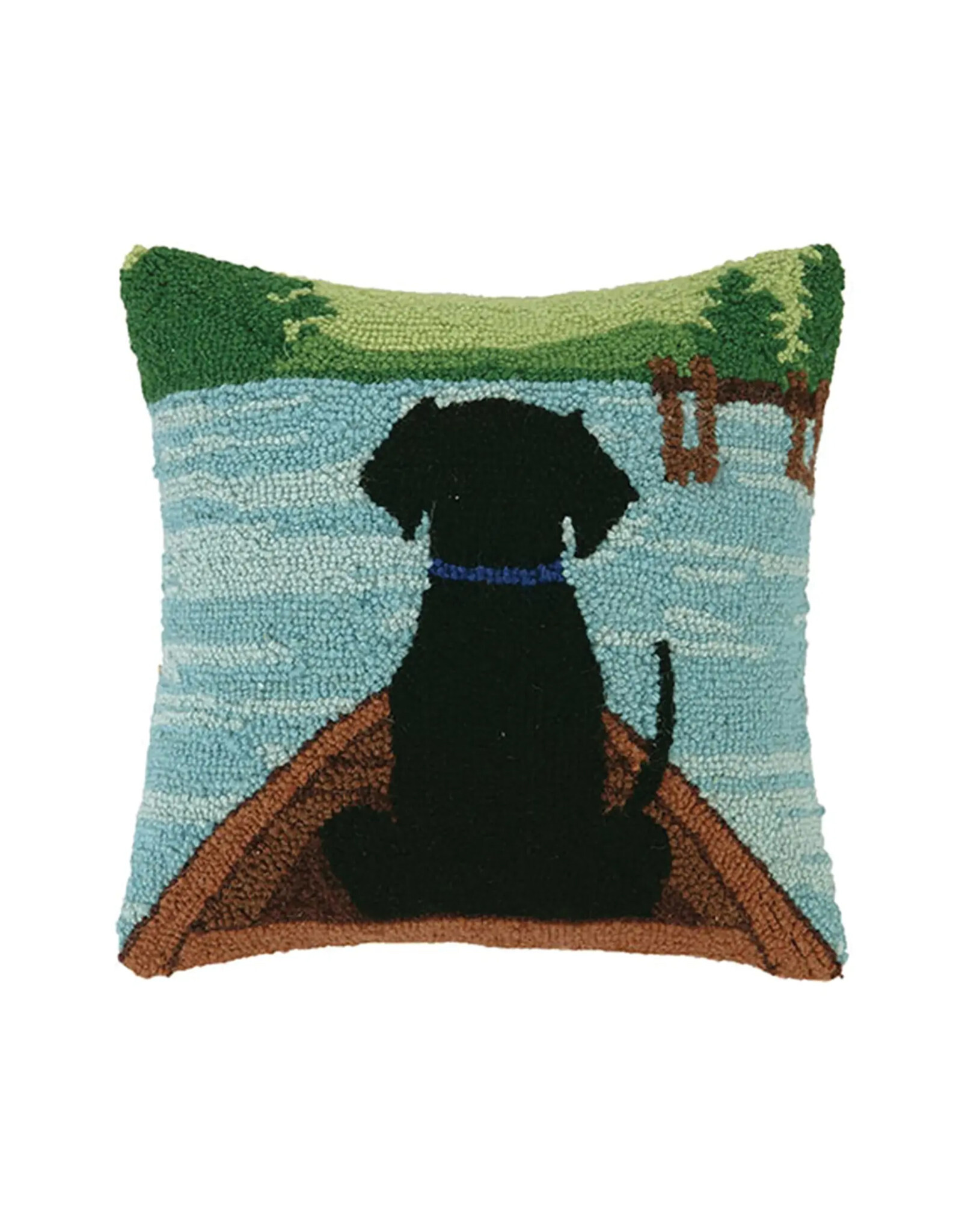 Black Lab in Canoe Hook Pillow