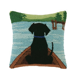 Black Lab in Canoe Hook Pillow