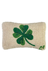 Chandler Four Corners St. Patty's Day Clover Hooked Wool Pillow