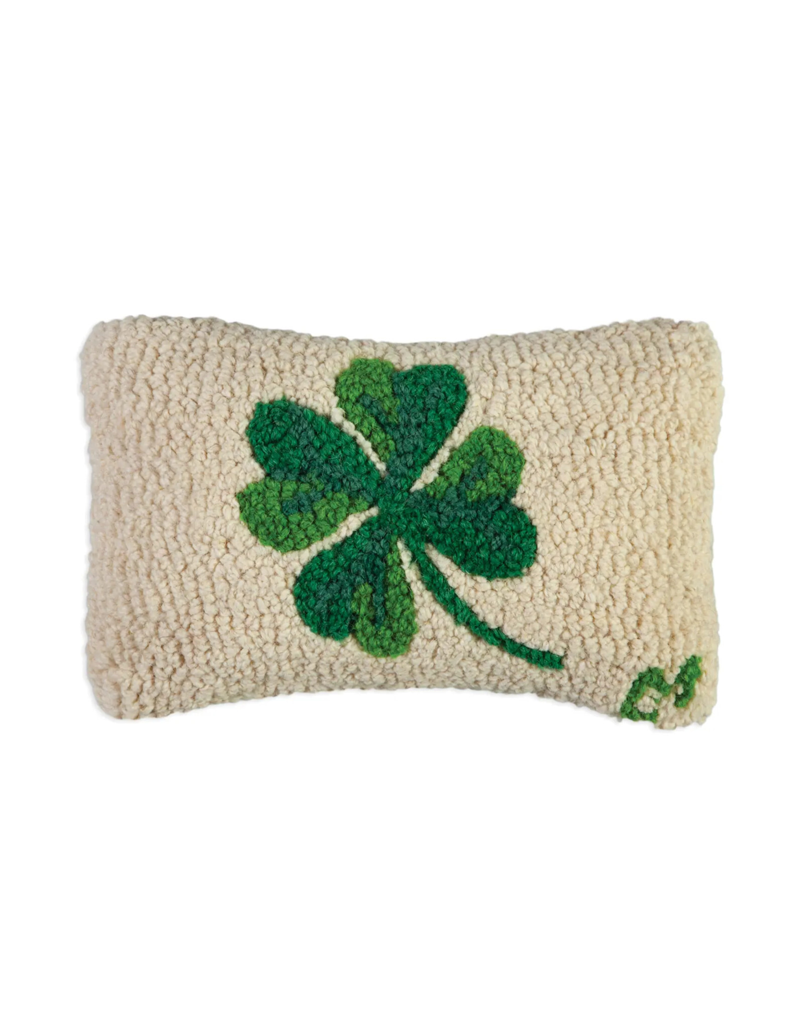 Chandler Four Corners St. Patty's Day Clover Hooked Wool Pillow