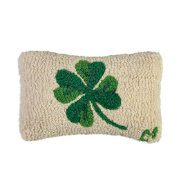 Chandler Four Corners St. Patty's Day Clover Hooked Wool Pillow