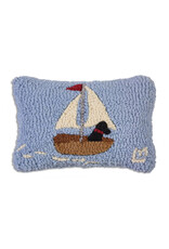 Chandler Four Corners Skiff Sailing Lab Hooked Wool Pillow