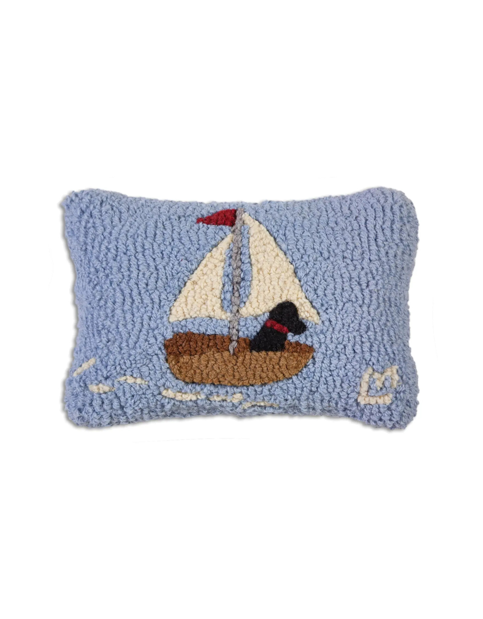 Chandler Four Corners Skiff Sailing Lab Hooked Wool Pillow