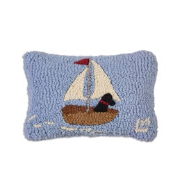 Chandler Four Corners Skiff Sailing Lab Hooked Wool Pillow