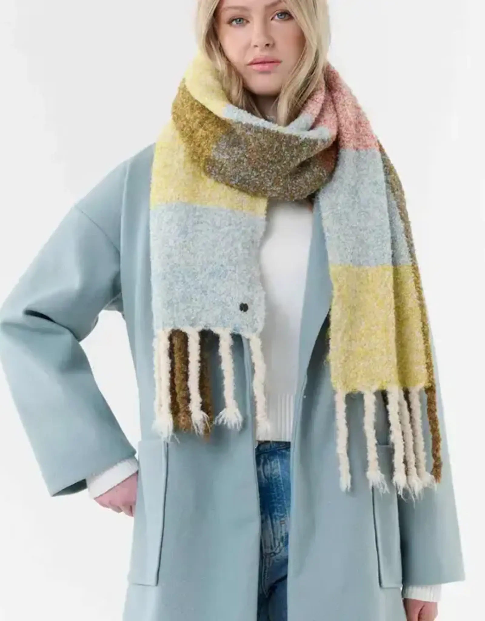 Fraas Boucle Colorblock Scarf Safari Green