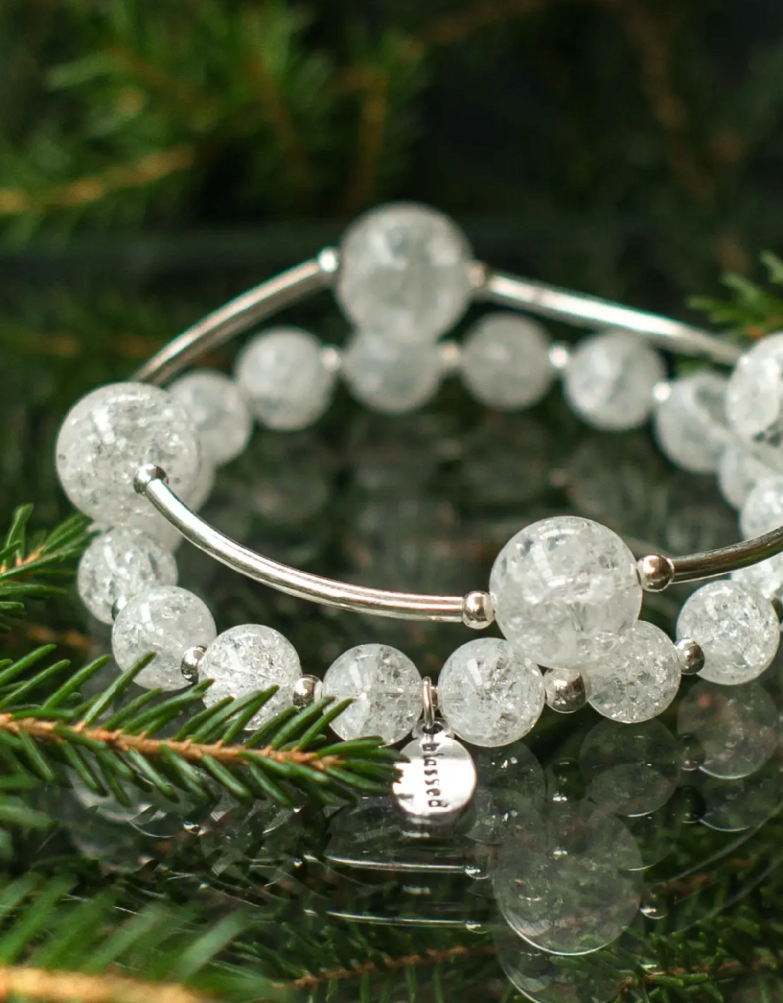 Made As Intended 12mm Snowflake Quartz Blessing Bracelet