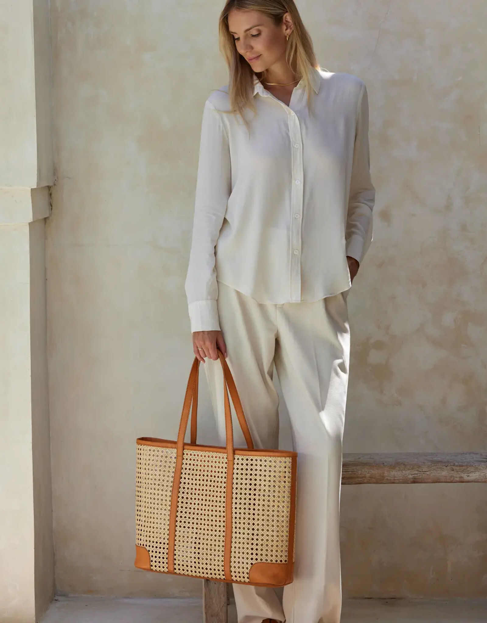 The Winding Road Oversized Rattan Cane Weave Tote